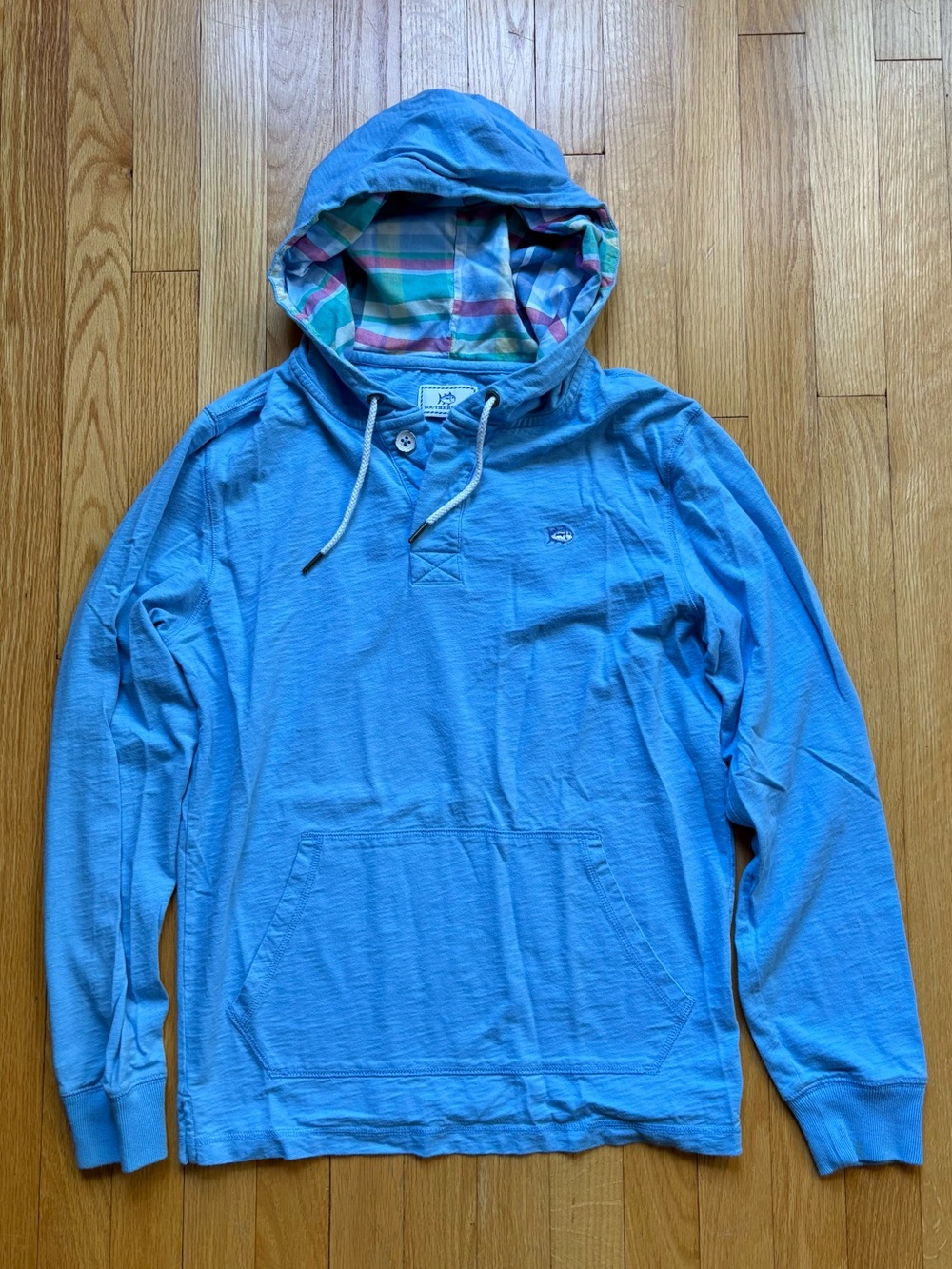 Southern Tide Men’s Skipjack Hoodie Henley Pullover Small Light Blue
